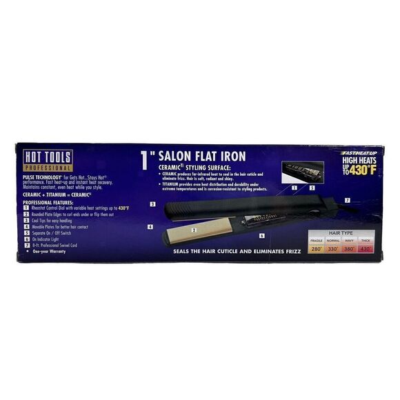 Hot Tools Profession 1” Salon Flat Iron Gold Ceramic #UL38162F #1 Preferred NIB - Picture 3 of 4